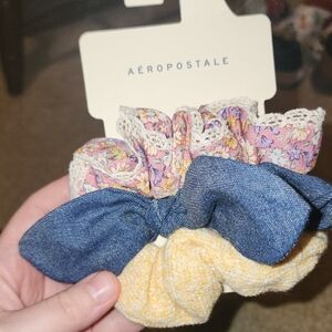 Aeropostale Kids Floral, Denim, and Yellow Scrunchie Set